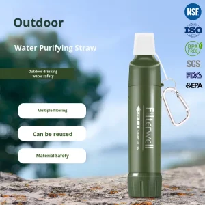 Direct Drinking Reusable BPA-Free Straw Filter, 70 g, Lightweight Portable Water Purifier for Outdoor Emergency Survival