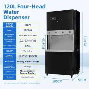 Direct-Drinking Stainless Steel Bottom-Load Commercial Water Dispenser with RO Reverse Osmosis Filter for Hotels and Campuses