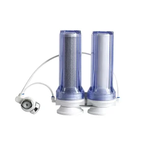 Double Water Filter Filtration System Directly Connected to the Kitchen Faucet with Two Clear Housing