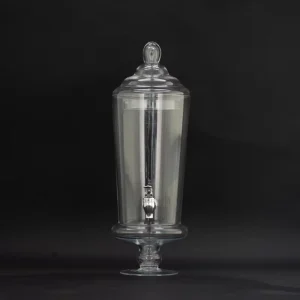 Draught Glass Beer Tower and Beverage Dispenser with Metal Spigot and Tap