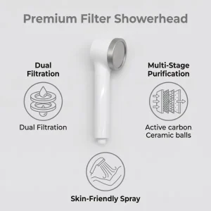 Dual Filter Cartridge ACF Filtered Shower Head Remove Residual Chlorine Soften Water Clean Water Clean Skin
