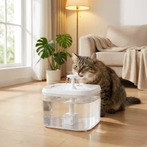 Eco-Friendly Plastic Fully Transparent Water Tank Smart Automatic Water Fountain for Pets with USB