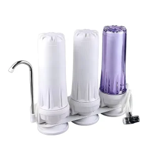 Electric 10 Inch Three Stage Countertop Water Filter with Clear Plastic Housing for Household Use