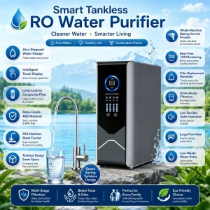 Electric 4-Stage Reverse Osmosis Water Filter System with Screen and TDS Monitoring