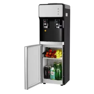 Electric Hot and Cold Water Dispenser with 2 Taps, Top Loading, Storage Cabinet, Plastic Housing for Household Use