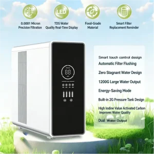 Electric Plastic 800GPD 5 Stage RO Water Purifier System Touchscreen Tankless Outlet Faucet Household