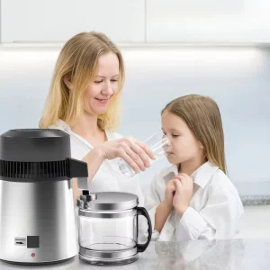 Electric Portable 4 L Water Distiller with 1 L/h Output, Timer, and Dual Temperature for Car, RV, Household, and Outdoor Use