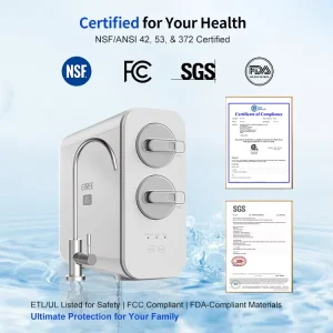 Electric RO Water Purifier with TDS Display and Filter Replacement Reminder, Under-Sink 600 GPD for Home