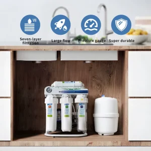 Electric Under-Sink Water Purifier 5-Stage RO Reverse Osmosis Filter System with Self-Cleaning Plastic Housing for Home Use