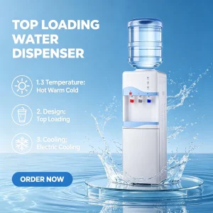 Electronic Cooling Vertical Hot and Cold Water Dispenser for Household and Hotel Use