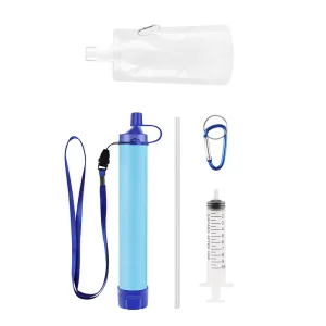 Emergency Water Filter Straw and Purification Bottle for Microplastics, Particles, and Chlorine Outdoor Survival