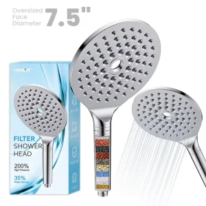 Factory 19cm 5 Inch Big Spray Panel ABS Round Chrome Filtered Healthy Bathroom Rain Hand Shower Head for USA