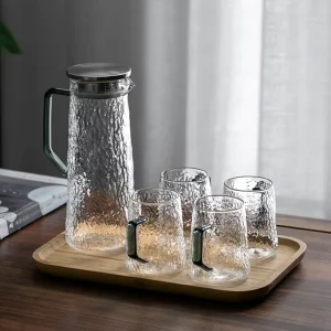 Factory Direct Selling Handmade Modern Water Jug Glass Pitcher Set with Cups for Summer