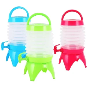 Factory Party Outdoor Portable PE Beverage Dispenser with Tap, 5.5L, 7.5L, or 9.5L, Foldable and Reusable