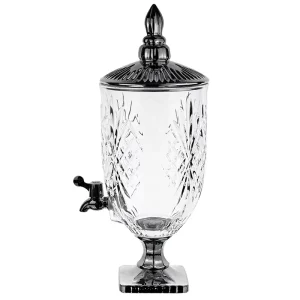 Factory Popular Design 5L Size Glass Beverage Juice Dispenser With Black Lid and Stand