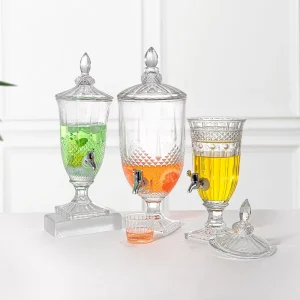 Factory Price 2.5L Glass Beverage Dispenser with Custom Engraving and Fruit Infuser for Party, Camping, and Bar