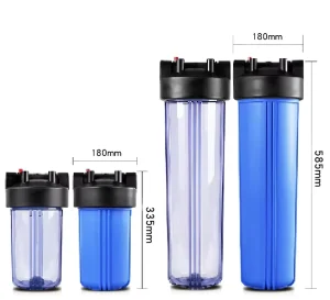 Factory Price Big Blue 10 and 20 Inch Water Filter Cartridge Clear Plastic RO System Housing Whole House Filtration