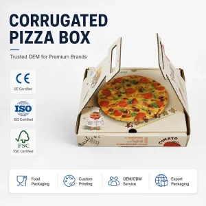 Fast Food Packaging Custom Pizza Box Corrugated Shipping Pizza Boxes with Logo Printing