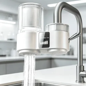 Faucet-Mount Water Purifier with LED Filter Life Screen Dual Water Mode and Chlorine Sediment Impurity Removal