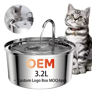 Faucet Shaped Cat Water Dispenser Water Fountain Stainless Steel 3.2L Large Capacity Water Fountain Cat Pet Drinking OEM