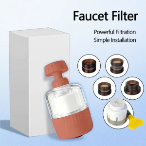 Faucet Water Filter for Kitchen and Bathroom Sink White Round Design with 3 Purification Modes Faucet Accessories
