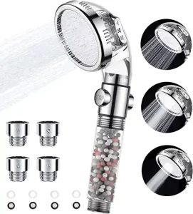 Filter Shower Head Water Filtration System High Pressure Water Saving Shower Head Handheld 3 Modes Led Shower Head