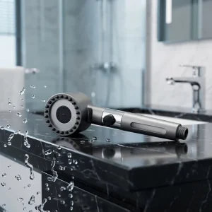 Filtered Massage Shower Head Black Portable Wash Handheld with Silicone Hands Free Back Scrubber