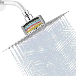 Filtered Shower Head Stainless Steel High Pressure 15 Stage Hard Water Filter Cartridge Removes Chlorine Harmful Substances