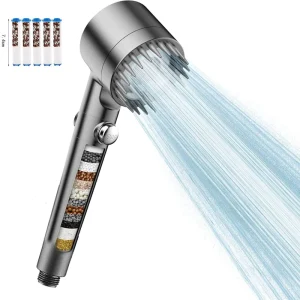 Filtered Shower Head with Extra 5 Pcs Filter High Pressure Water Flow and Multiple Spray Modes Shower Water Softener Filters