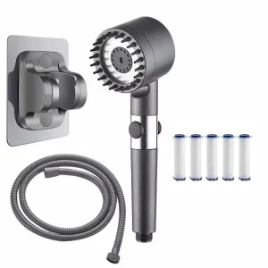 Filtered Shower Head with Handheld High Pressure Shower Heads 3 Spray Modes with ON OFF Switch Power Wash for Bathroom Cleaning