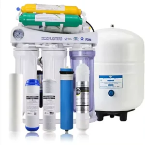 Five-Stage Reverse Osmosis Water Filter System with PP, UDF, CTO, T33, RO, UV, and Mineral Filters for Home Drinking