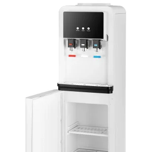 Floor-Standing Top-Loading Water Dispenser with Compressor Cooling, Child Safety Lock, and Fridge