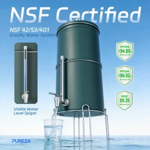 Fluoride Filter Replacement (Lead Removal) for Gravity-fed Water Filter System Stainless Steel Water Purifier System Countertop