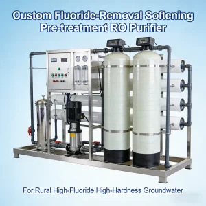 Fluoride-Removal Softening Pretreatment RO Purifier, 500 L/h, for Rural High-Fluoride, High-Hardness Water