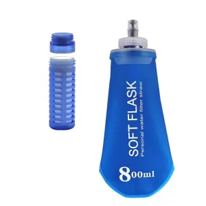 Foldable Soft Water Filter Bottle with Built-in Purifier for Hiking Running and Outdoor Sports