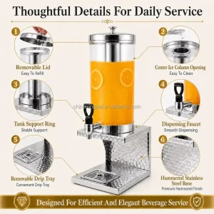 Food-Grade 3L Stainless Steel Beverage Juicer Drink Dispenser for Buffet