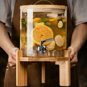 Food Grade High Borosilicate Glass Drink Dispenser With Stainless Tap Spigot Glass Juice Beer Beverage Dispenser