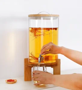 Food Grade High Borosilicate Glass Drink Dispenser With Stainless Tap Spigot Glass Juice Beer Beverage Dispenser