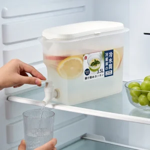 Food Grade PP Material Cold Drink Dispenser with Spigot Durable 3.5L Transparent Plastic Beverage Jug for Fridge and Kitchen