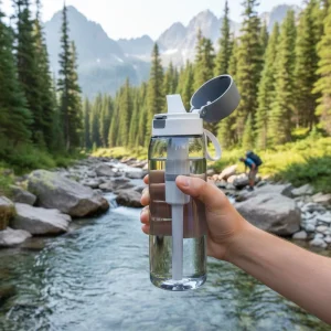 Food Grade Plastic Filter Water Bottle Outdoor Travel Camping Hiking Portable with Activated Carbon Filter Straw