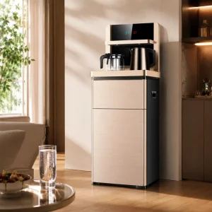 Freestanding Hydrogen Water Dispenser Tea Bar Machine with Kettle and Storage Cabinet