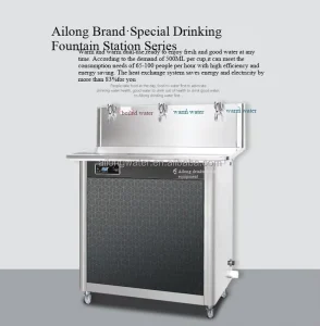 Freestanding Stainless Steel Commercial 4-Tap Water Fountain with Filtration and 27L Tank