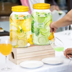 Gallon Plastic Beverage Dispenser with Spigot, Clear, Kitchen Refrigerator Drink Dispenser for Parties