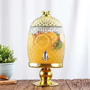 Glass Beverage Dispenser with Stand and Tap 7L Large Capacity Lead Free Leak Proof for Parties Weddings and Catering