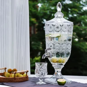 Glass Beverage Dispenser with Tap, Food Grade, Large Capacity, for Cold Brew, Lemonade, Iced Tea, and Juice