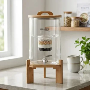 Glass Plastic-Free Desktop 8L Gravity Water Filter No Electricity for Home Camping RV Travel