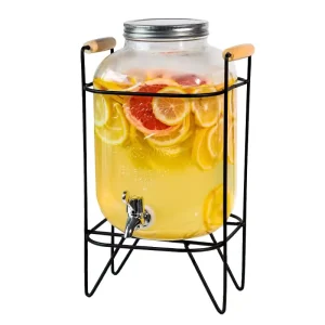 Glass Water Jug Party Alcohol Juice Glass Container Cold Drink Beverage Dispensers Dispensador De Bebidas With Tap Spigot Stand