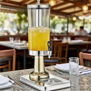 Gold 3-Liter Kitchen Beverage Dispenser Tower for Hotel, Restaurant, and Bar Drinks