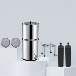 Gravity-Fed Water Filter System, 2.25 Gallon Stainless Steel Filtration Bucket