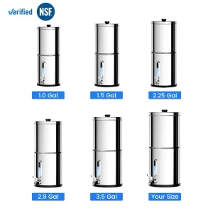 Gravity-Fed Water Filter System Removes PFAS Fluoride Microplastics Chlorine and Bacteria NSF Certified for RV Use Stainless Steel